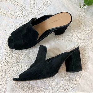 Banana Republic Black Leather Slip on Mules Heels